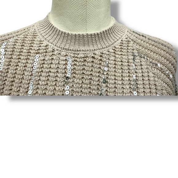 297 Nanette Lepore | NWOT Beige Sequin Knit Sweater (Size S) - Picture 5 of 14